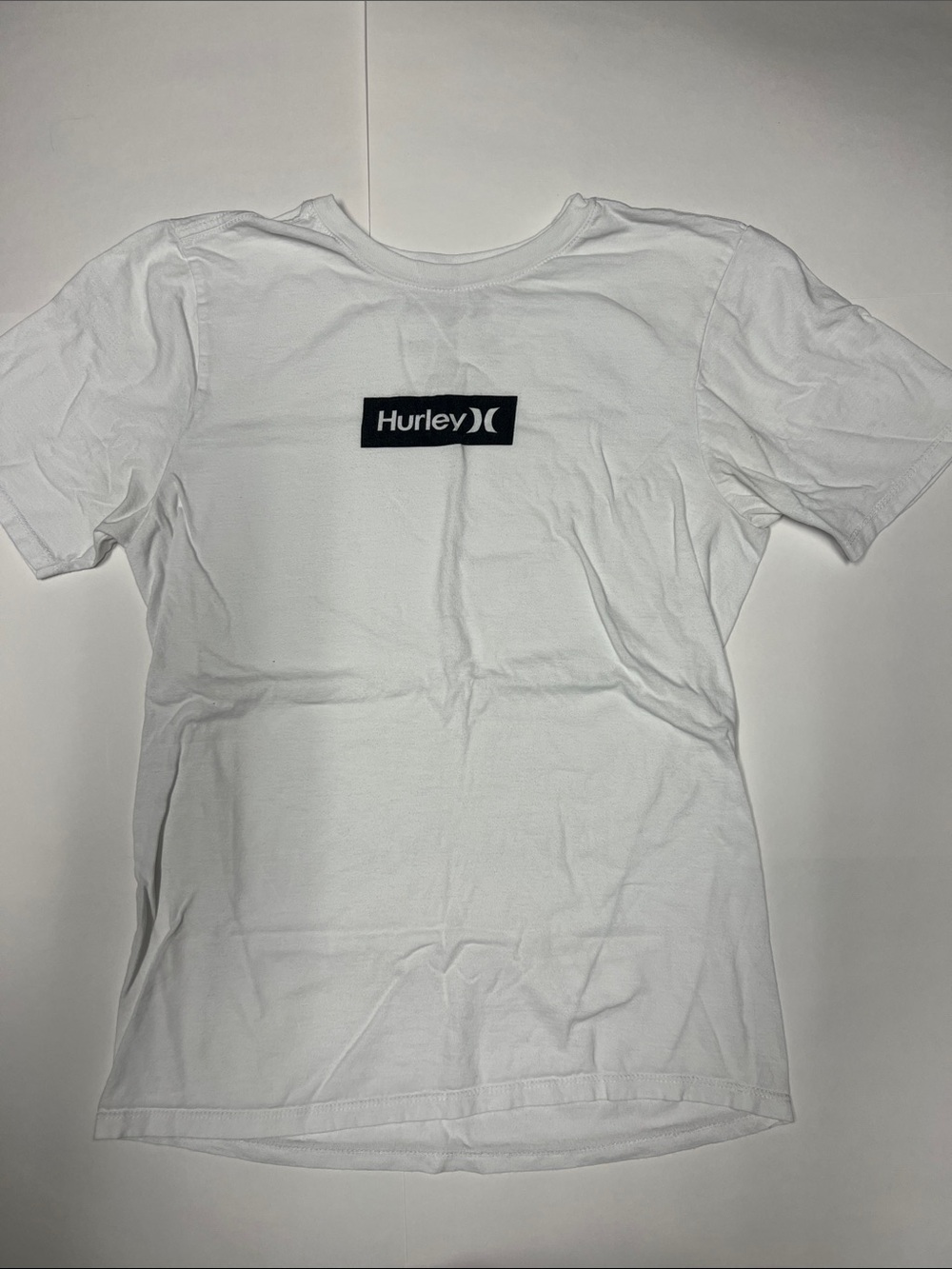 Hurley White Tee with Black Logo Patch